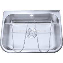 Stainless steel basin stand for washing floor in design kitchen